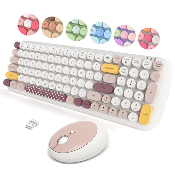 MOFII Wireless Keyboard and Mouse Combo, 2.4GHz Retro Typewriter Keyboard