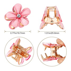 LAPLBEKE Pack of 10 Small Flower Hair Clips, Metal Glittering Side Clips for Girls Women, Cute Pink Hair Accessories (Blue)