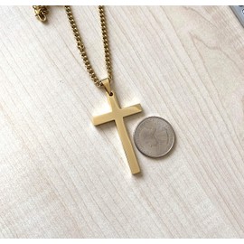 Gold link Chain Cross Pendant Necklace with Solid Strong Clasp for Men,Women, boys, Teens Plated Thin for Charms Miami Cuban Link Diamond Cut Fashion jewelry (22)