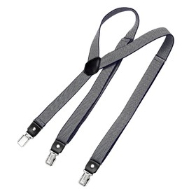 DonDon Men's Narrow 2.5 cm Braces with 3 Extra Strong Y Shaped Braces Clips - Elastic and Adjustable Length, Herringbone Dark Blue, Unit size