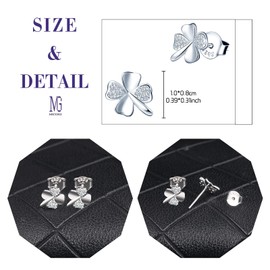 MICGIGI Women's 925 Sterling Silver Necklace Clover Cubic Zirconia Pendant Necklace Earrings, Silver