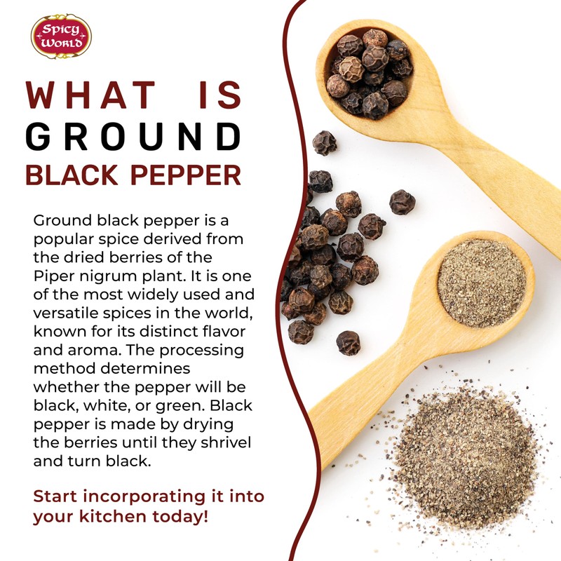Ground Black Pepper Powder 14 Ounce Bag - Table Grind
