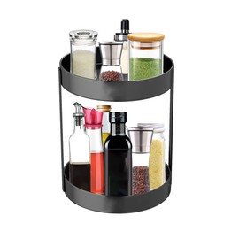 2 Tier Lazy Susan, Stainless Steel Turntable, 360 Degree Spice Rack for Kitchen Bathroom Counter Organizer (10.2Inch)