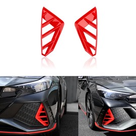 JUIVEEL Red ABS Front Bumper Side Air Vent Cover Fog Light Lamp Decor Cover Compatible with Hyundai Elantra CN7 N Line 2022-2023 Accessories