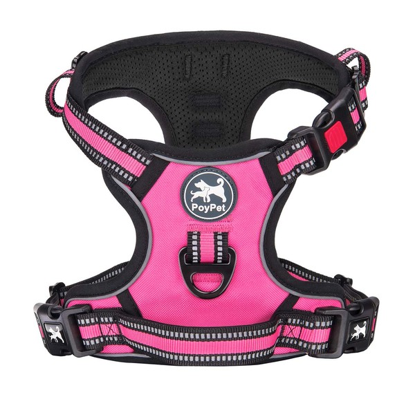 PoyPet No Pull Dog Harness, [Release on Neck] Reflective Adjustable