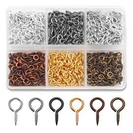600PCS Small Eye Screws Pins 6 Colors 4 x 8mm Small Eye Pins Hooks for Jewelry Making, Mini Eyelets Screw Eye Pin Peg Threaded Clasps Hooks for Art DIY, Metal Hoop Peg/Bracelet Connectors