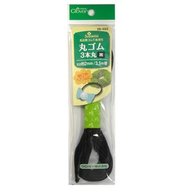 Clover 26-022 Round Rubber, 3 Round, Thickness Approx. 0.08 inch (2 mm), 9.8 ft (3.5 m) Roll, Black