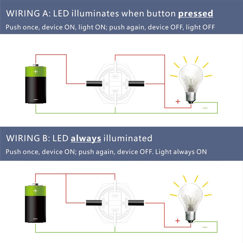 Ordentlich LED Latching Aluminum Push Button Switch 12-24V DC 20A