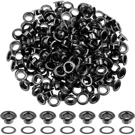200 Pcs Double Sided Eyelet Ball Eyelets Leather Craft Handmade (Black, Inner Diameter 0.2 inches (4 mm)