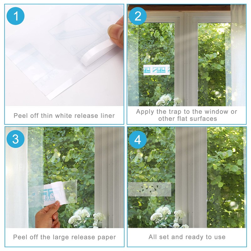 LUTER Pack of 15 Fly Strips Fly Trap Transparent Indoor