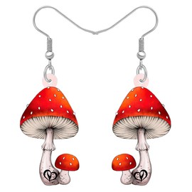 RAIDIN Acrylic Cute Creative Mushroom Dangle Drop Earrings for Women Girls Mushroom Hypoallergenic Hook Earrings Jewellery for Gifts Party Charms, Acrylic, No Gemstone