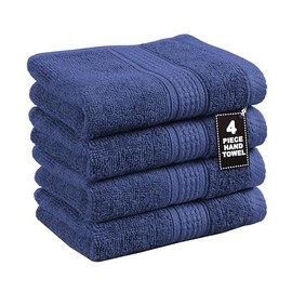 LANE LINEN Hand Towels for Bathroom (16" x 28") - Luxury 100% Cotton, Quick Dry, Perfect Small Hand Towels for Bathroom, Travel, Camp, Hotel & Spa, 4 Piece Set - Navy