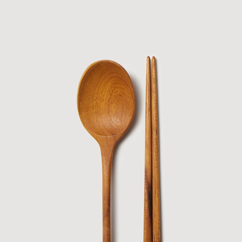 JAJU [JAJU] Teak Wood Children's Cutlery Set (2 Pairs)