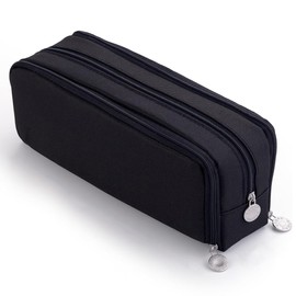 Estuche Grande OIOSEN con 3 Compartimentos para Oficina, Bolsa de Lápices, Organizador de Cosméticos (Negro)