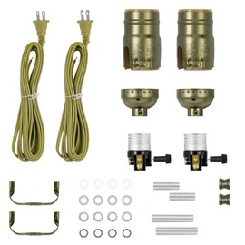Baocuz Lamp kit with 12 Feet Cord for DIY lamp and Table Lamp，3 Way Lamp Socket Repair Or Rewire The Vintage Lighting Fixtures,Antique Brass Lamp Kits for Do It Yourself (2 Pack)