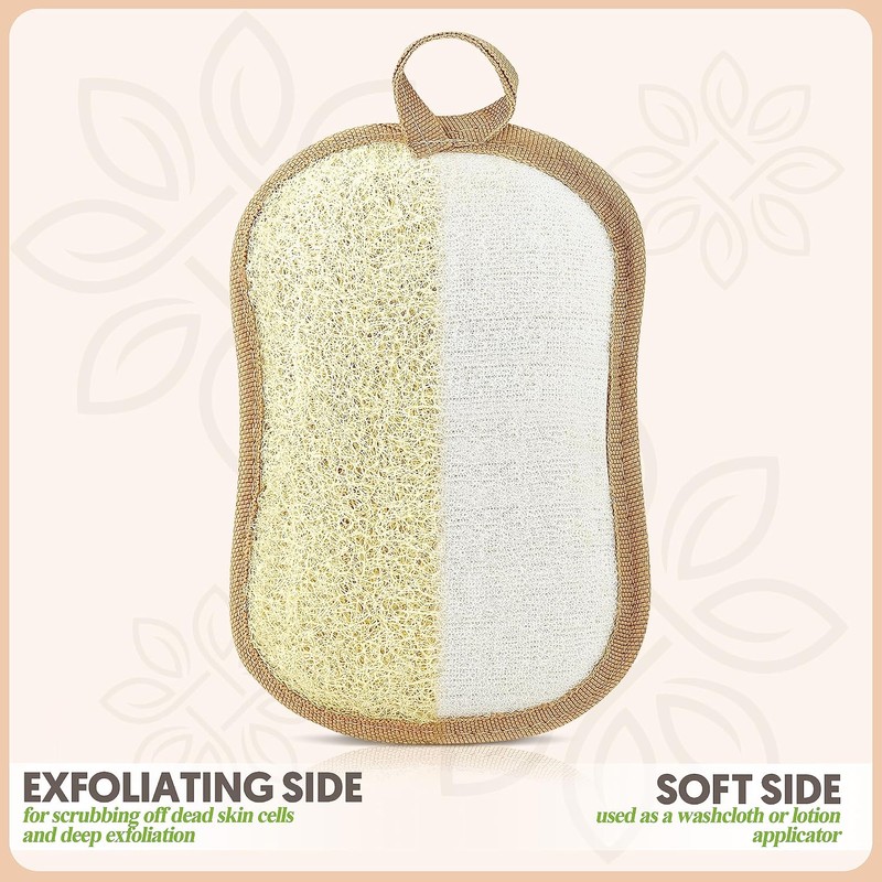 Almooni Premium Exfoliating Loofah Pad Body Scrubber, Made with Natural