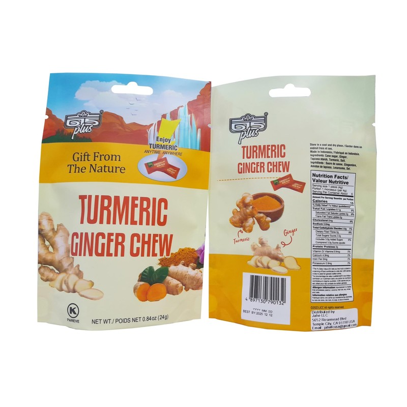 615 Plus Ginger Candy Chewy Ginger Chew (Turmeric, 0.84 Ounce,