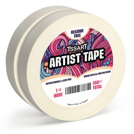 TSSART 2 Pack White Artist Tape - Masking Artists Tape for Drafting Art Watercolor Painting Canvas Framing - Acid Free 1 Inch Wide 360FT Long Total