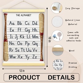 Buildinest Numbers Abc Wall Chart for Toddler Learning Posters, Nursery Wall Decor Playroom Wall Decor and Alphabet Banner,Preschool &Homeschool Wooden Alphabet Poster For Toddlers-B02