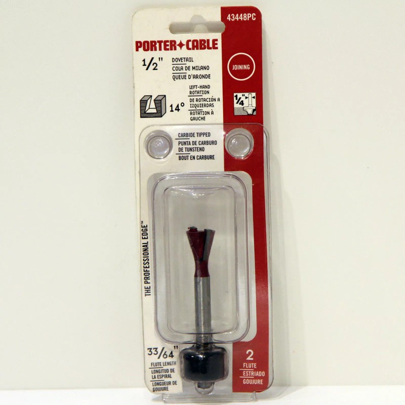 Porter Cable 43448PC 1/2" Dovetail Carbide Tip Router Bit 14Deg