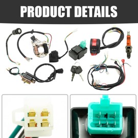 ZUDKSUY Electrics Wiring Harness with Relay Stator Coil Solenoid Repair Kit, Replacement for 4 Stroke 50cc 70cc 110cc 125cc Pit Quad Dirt Bike Go Kart Scooter