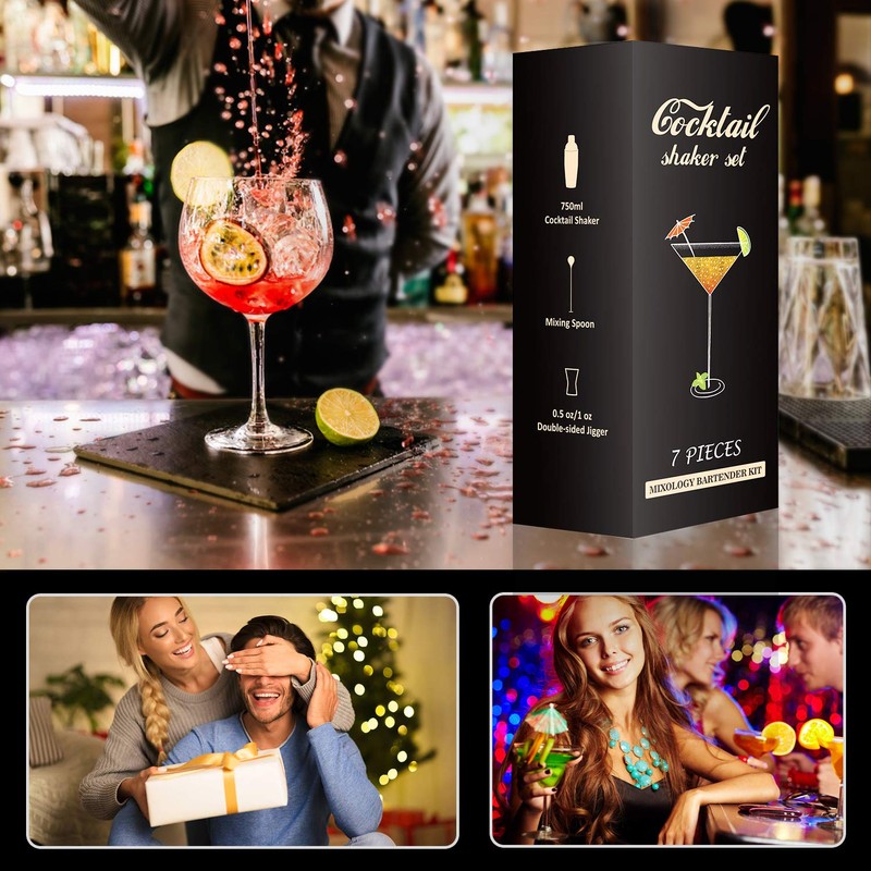 Cocktail Shaker Making Set: 7pcs Bartender Kit Stainless Steel Bar