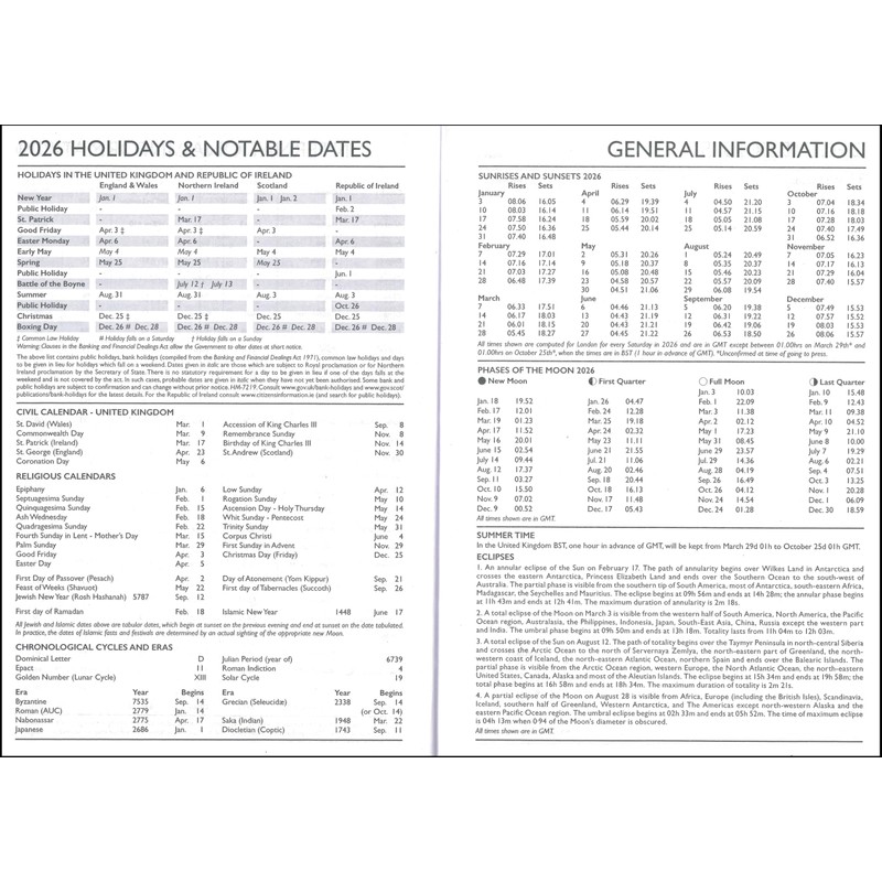 2026 A5 Day a Page Diary - Full Year Hardback