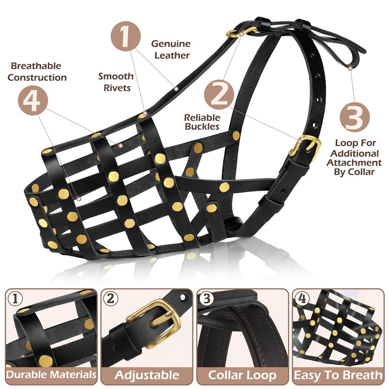 OOPSDOGGY Doberman Dog Muzzle for Large Dogs - Leather Breathable
