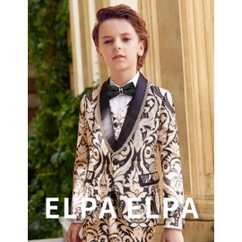 ELPA ELPA Tuxedo for Boys Kids Gold Tuxedo Suit Set of 5 Pcs Boys Gold Tuxedo Size 6