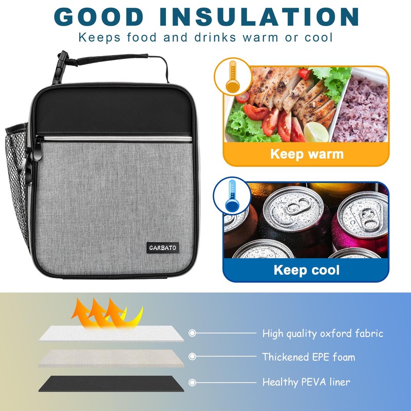 CARBATO Lunch Bag, Durable Insulated Lunch Box Reusable Adults Tote