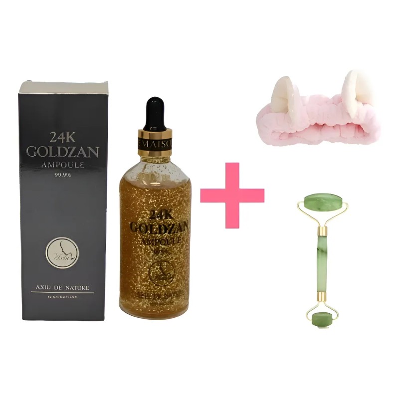 Serum 24k Goldzan + Rodillo Facial D Jade + Diadema