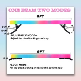 Seliyoo 8FT Balance Beam Gymnastics Beam for Kids of All Gymnastic Levels, Height Adjustable Gymnastic Training Beam Gymnastics Equipment for Teens Adults at Home and Gym Use