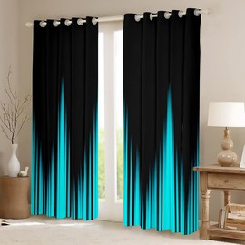 Homemissing Turquoise Teal Blue and Dark Window Curtains Vintage Ombre Blackout Curtains Gradient Dark Simple Style Darkening Dreapes Window Treatments W46*L54