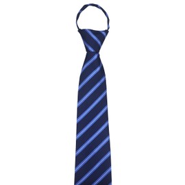 Elfeves Corbata de microfibra a rayas para hombre, con cierre de cierre, Azul oscuro y azul cielo, Talla única