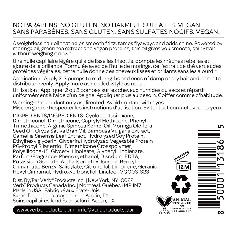 VERB Ghost Oil, 2 fl oz- Weightless Hair Oil for