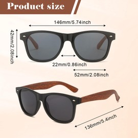 SAIIURV Wooden Pattern Polarized Retro Sunglasses Vintage Sunglasses for Men Women 80s Retro Driving Glasses Fishing Golf Pack of 2, 2pcs