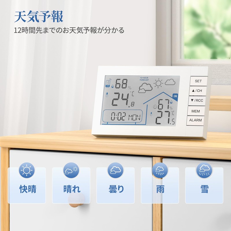 Thermometer/Hygrometer, Indoor/Outdoor, Digital Thermometer, Hygrometer, Wireless, High Precision, Weather Forecast,