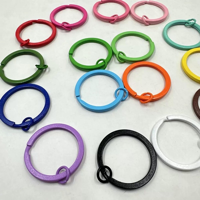 20 Pcs 30mm Multi-Colored Metal Flat Split Keyrings Keychain Rings