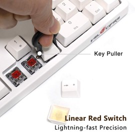 Wireless Mechanical Keyboard, Velocifire VM02WS 104-key Full Size Ergonomic with Red Switches White Backlit & High Battery Lasting for Copywriters, Typists, Programmer(White)