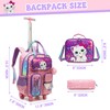 Inprof 3pcs Cute Bow Cat Rolling Backpack with Wheels for