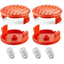 4 Pack (4 Spool Cap+4 Spring) Trimmer Line Cap and Spring for BLACK+DECKER,Trimmer Replacement Spool Cap Covers Compatible for Black+Decker AFS Trimmer (RC100P),Black and Decker Weed Eater Parts