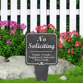 My Sign Center No Soliciting Sign, 13"x13", Heavy Duty Integrated Ground Stakes, Indoor/Outdoor Use, Rust Free Aluminum Composite, Made in USA by My Sign center