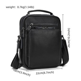 LUUFAN Genuine Leather Shoulder Bag, Vintage Small Messenger Bag for Men Crossbody Handbag Casual Sling Bag Daypack Satchel Purse