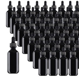 Easeen 48 Pack 1/2oz Black Glass Dropper Bottles, Eye Dropper Bottles with Glass Droppers for Essential Oils, Perfumes(15ml, Black)