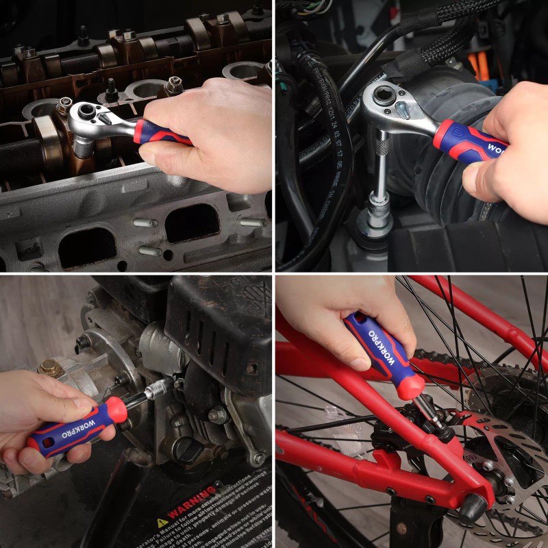 WORKPRO 34 PIECES 1/4"Dr. Master Socket Set Metric with Universal