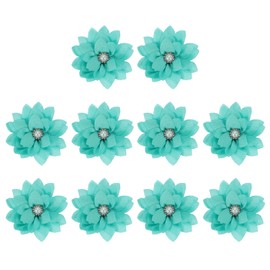 PATIKIL 2.4" Fabric Brooches Flowers, 10 Pcs Fabric Flowers for Brooch Pin Sewing Fabric Appliques Headband Embellishments with a Pearl for DIY Craft Wedding Decor, Lake Blue
