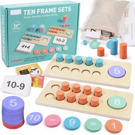 Montessori Mathe Spielzeug, Zahlen Lernen Holzspielzeug, Lernspiele Zahl und Zählung Motorikspielzeug Steckspiel Peg Board Mathe Spielzeug, Geburtstagsgeschenk für Kinder Junge Mädchen 2 3 4 5 6 Jahre