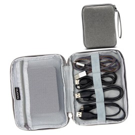KOMBIUDA Portable Shockproof Hard Drive Case Storage Bag for External Drives Organizes Cables Earbuds and Accessories Grey
