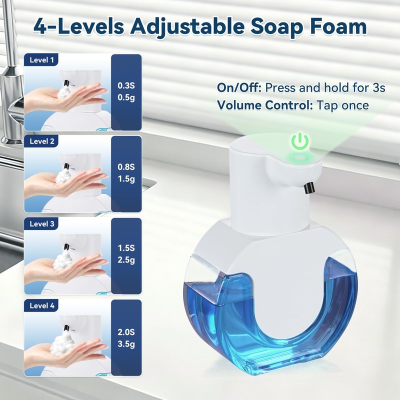 Automatic Soap Dispenser Touchless,Rechargeable Foaming Soap Dispenser,15oz/420ml Smart Hand Soap