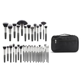 Juego de 40 brochas de maquillaje, mango de madera, kit de brochas cosméticas, base completa, sombra de ojos, colorete, corrector, colección de...    
